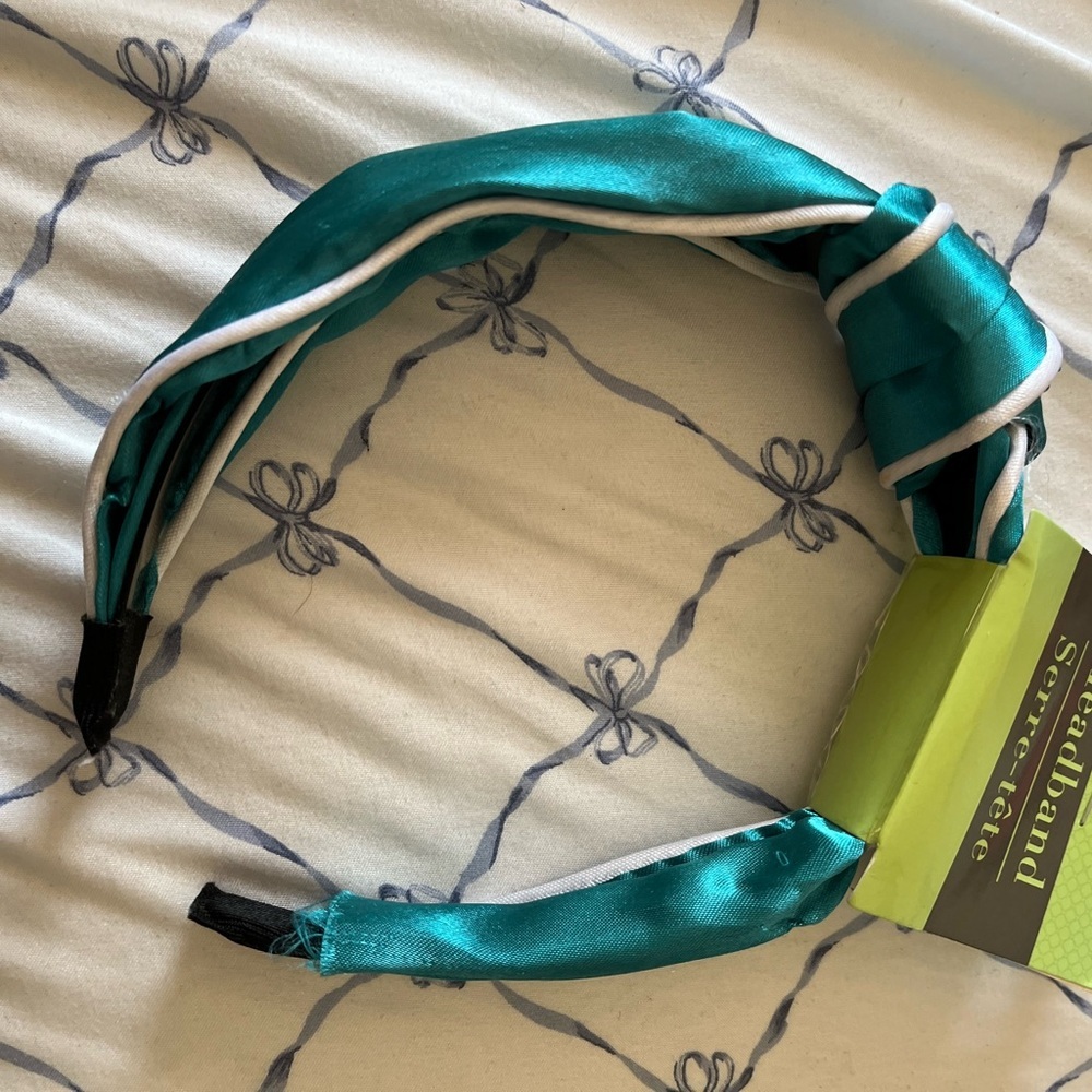 Teal and White Headband